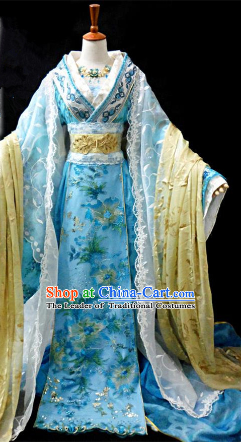 Traditional Ancient Chinese Young Lady Blue Princess Costume, Chinese Tang Dynasty Noble Lady Dress Clothing for Women
