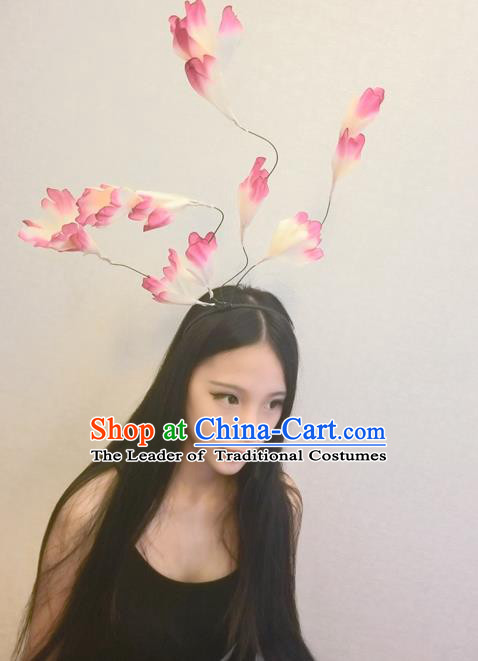 Top Grade Ornamental Leaf Hair Accessories, Halloween Princess Flowers Floral Headdress Occasions Handmade Hair Clasp for Women
