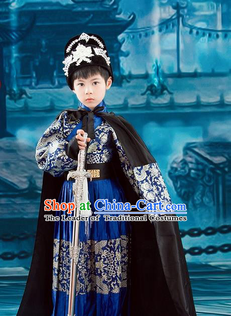 Traditional Ancient Chinese Imperial Bodyguard Embroidery Costume, Children Elegant Hanfu Clothing Ming Dynasty Constable Robes Clothing for Kids