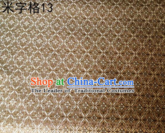 Asian Chinese Traditional Embroidery Intersected Figure Brown Satin Silk Fabric, Top Grade Brocade Tang Suit Hanfu Dress Fabric Cheongsam Mattress Cloth Material