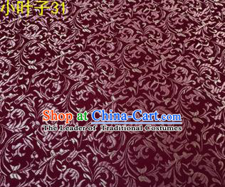 Asian Chinese Traditional Embroidered Wheat Flowers Amaranth Silk Fabric, Top Grade Arhat Bed Brocade Tang Suit Hanfu Dress Fabric Cheongsam Cloth Material