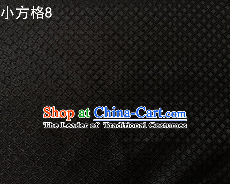 Asian Chinese Traditional Embroidery Small Check Black Silk Fabric, Top Grade Arhat Bed Brocade Tang Suit Hanfu Tibetan Dress Fabric Cheongsam Cloth Material