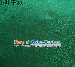 Asian Chinese Traditional Embroidery Leaves Green Satin Silk Fabric, Top Grade Arhat Bed Brocade Tang Suit Hanfu Dress Fabric Cheongsam Cloth Material