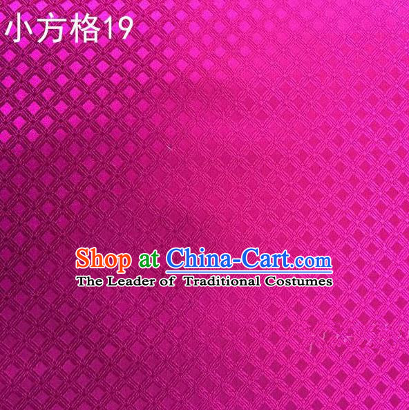 Asian Chinese Traditional Embroidery Small Check Rosy Silk Fabric, Top Grade Arhat Bed Brocade Tang Suit Hanfu Tibetan Dress Fabric Cheongsam Cloth Material