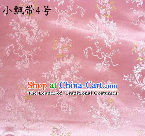 Asian Chinese Traditional Embroidering Flowers Xiuhe Suit Satin Pink Silk Fabric, Top Grade Brocade Tang Suit Hanfu Full Dress Fabric Cheongsam Cloth Material