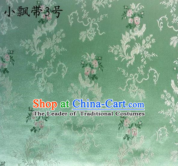 Asian Chinese Traditional Embroidering Flowers Xiuhe Suit Satin Green Silk Fabric, Top Grade Brocade Tang Suit Hanfu Full Dress Fabric Cheongsam Cloth Material