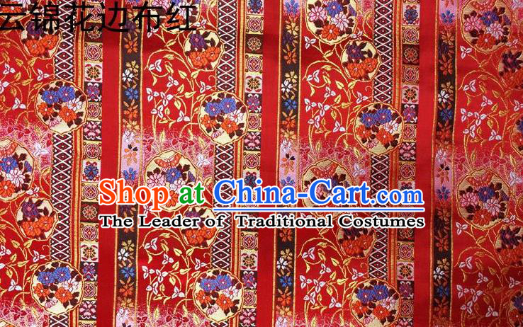 Asian Chinese Traditional Embroidery Satin Silk Fabric, Top Grade Red Nanjing Brocade Tang Suit Hanfu Fabric Cheongsam Cloth Material