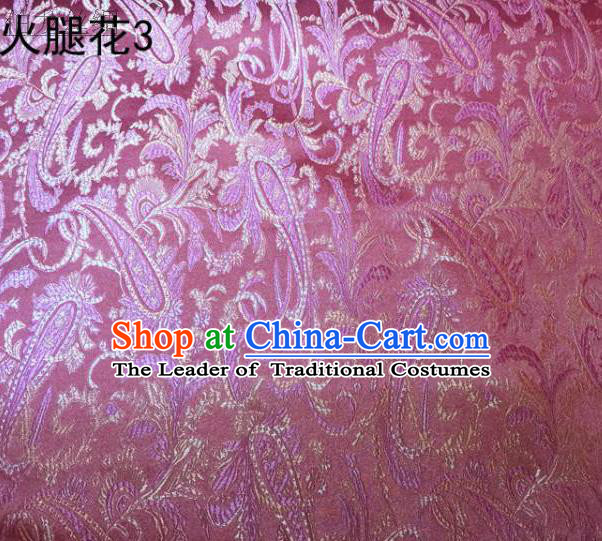 Asian Chinese Traditional Handmade Embroidery Ham Flowers Satin Wedding Silk Fabric, Top Grade Nanjing Brocade Tang Suit Hanfu Fabric Cheongsam Pink Cloth Material
