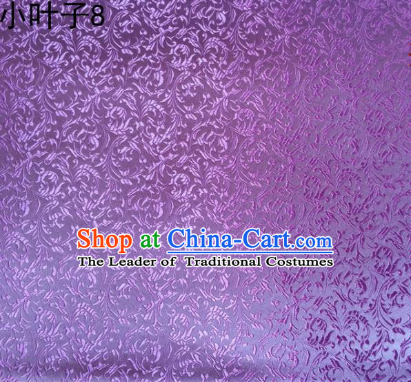 Traditional Asian Chinese Handmade Embroidery Wheat Leaf Satin Silk Fabric, Top Grade Nanjing Lilac Brocade Tang Suit Hanfu Clothing Fabric Cheongsam Cloth Material