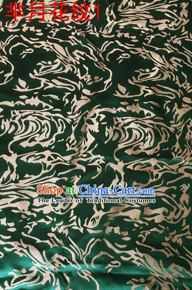 Traditional Asian Chinese Handmade Embroidery Silk Satin Tang Suit Green Fabric, Nanjing Brocade Ancient Costume Hanfu Cheongsam Cloth Material