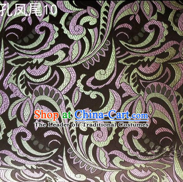 Traditional Asian Chinese Handmade Embroidery Ombre Flowers Satin Tang Suit Black Silk Fabric, Top Grade Nanjing Brocade Ancient Costume Hanfu Clothing Fabric Cheongsam Cloth Material