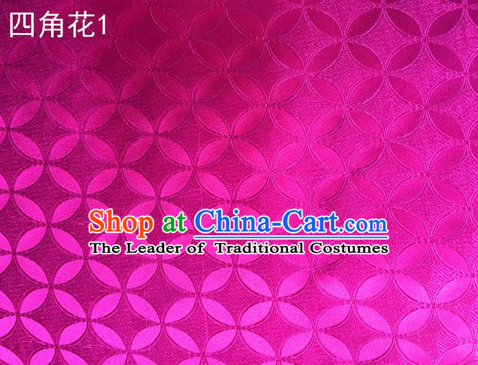 Traditional Asian Chinese Handmade Embroidery Coins Pattern Silk Satin Tang Suit Rosy Fabric Drapery, Nanjing Brocade Ancient Costume Hanfu Cheongsam Cloth Material