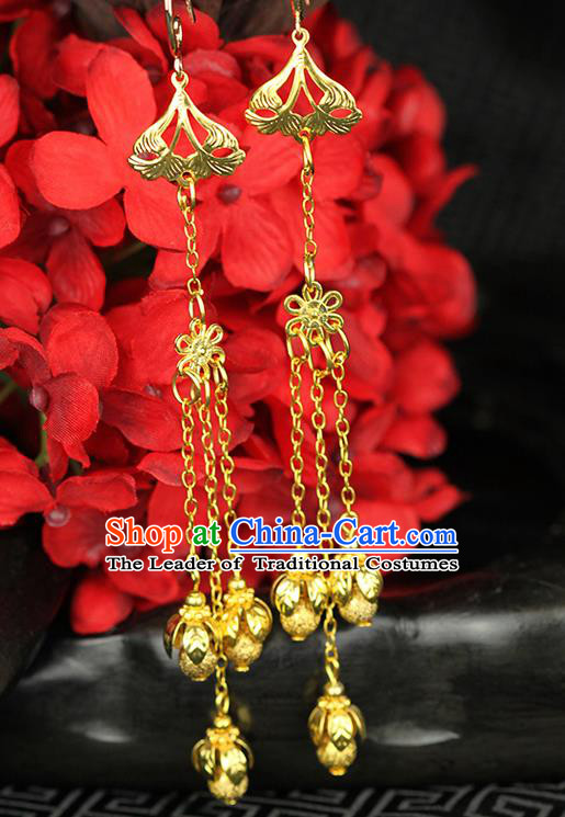 Chinese Ancient Style Hair Jewelry Accessories Wedding Imperial Consort Earrings, Hanfu Xiuhe Suits Bride Handmade Eardrop for Women