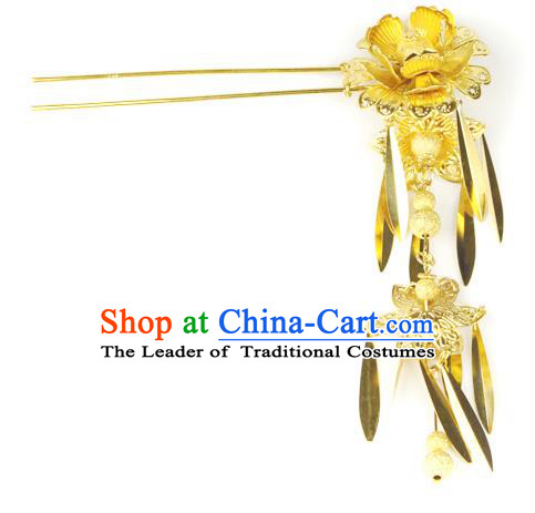 Chinese Ancient Style Hair Jewelry Accessories Wedding Flower Tassel Hairpins, Hanfu Xiuhe Suits Step Shake Bride Handmade Hair Stick for Women
