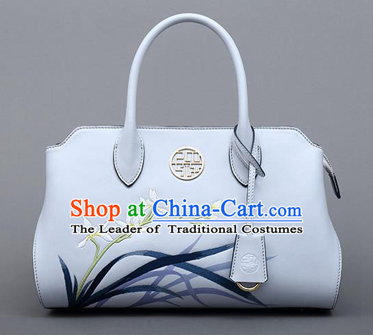 Traditional Handmade Asian Chinese Element Clutch Bags Shoulder Bag National Embroidered Orchids Handbag for Women