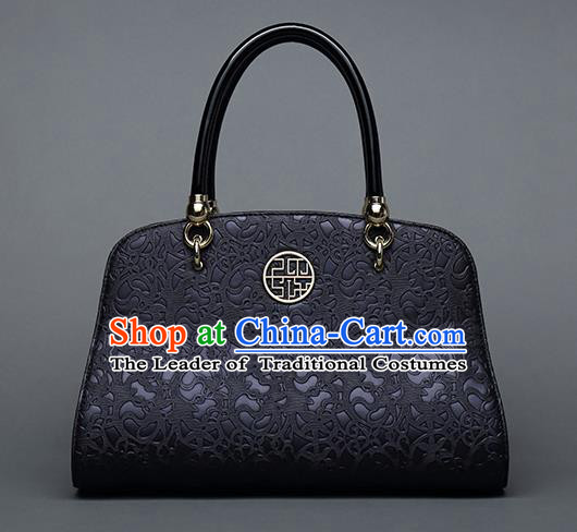 Traditional Handmade Asian Chinese Element Vines Flower Messenger Bags Shoulder Bag National Deep Purple Handbag for Women