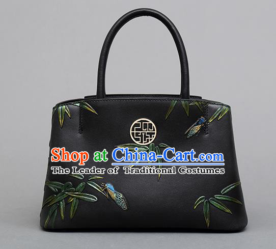 Traditional Handmade Asian Chinese Element Clutch Bags Shoulder Bag Knurling Bamboo Leaves National Handbag for Women