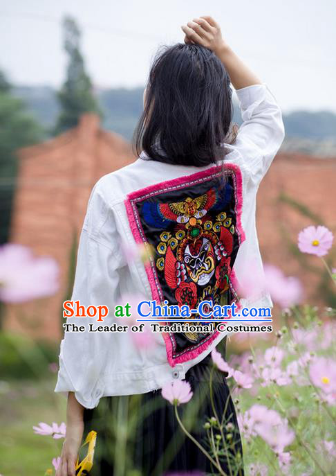 Traditional Chinese National Costume Short Coat, Elegant Hanfu Embroidered Jacket for Women