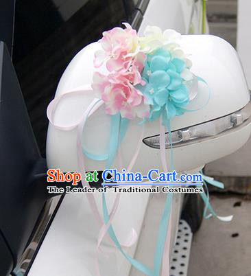 Top Grade Wedding Accessories Blue ang Pink Pincushion Decoration, China Style Wedding Car Ornament Flowers Bride Long Ribbon Garlands