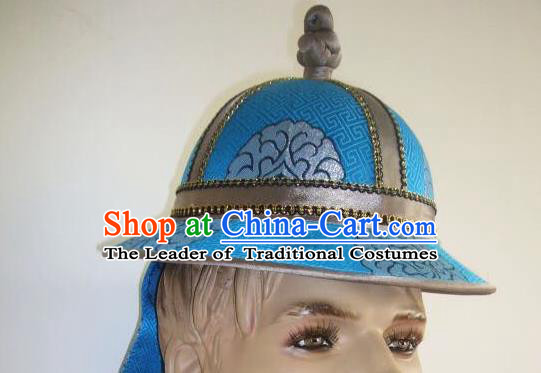 Traditional Handmade Chinese Mongol Nationality Dance Headwear Royal Prince Hat, China Mongolian Minority Nationality Warrior Headpiece for Men
