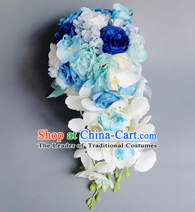 Top Grade Classical Wedding Silk Phalaenopsis Flowers Ball, Bride Holding Emulational Flowers Ball, Hand Tied Bouquet Flowers for Women