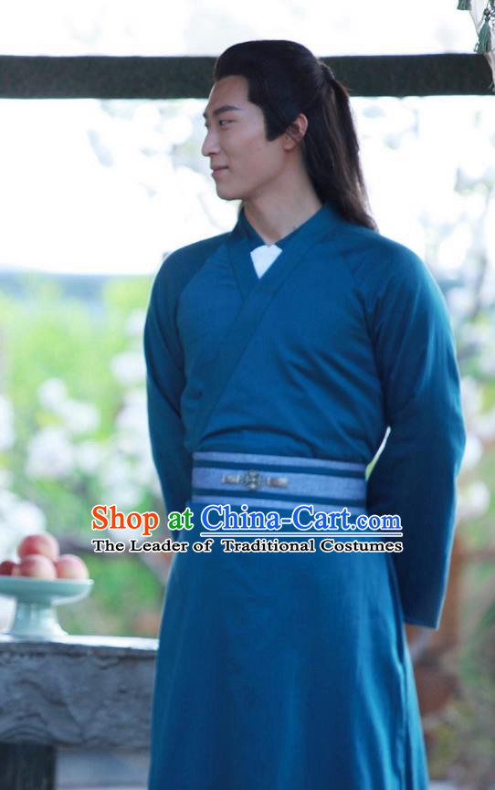 Traditional Ancient Chinese Childe Robe Clothing, Princess Agents Chinese Southern and Northern Dynasties Swordsman Costume and Headpiece Complete Set