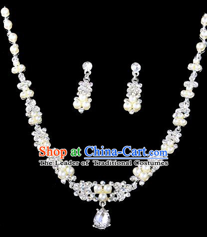 Top Grade Handmade Chinese Classical Jewelry Accessories Baroque Style Crystal Pearls Necklace and Earrings for Women