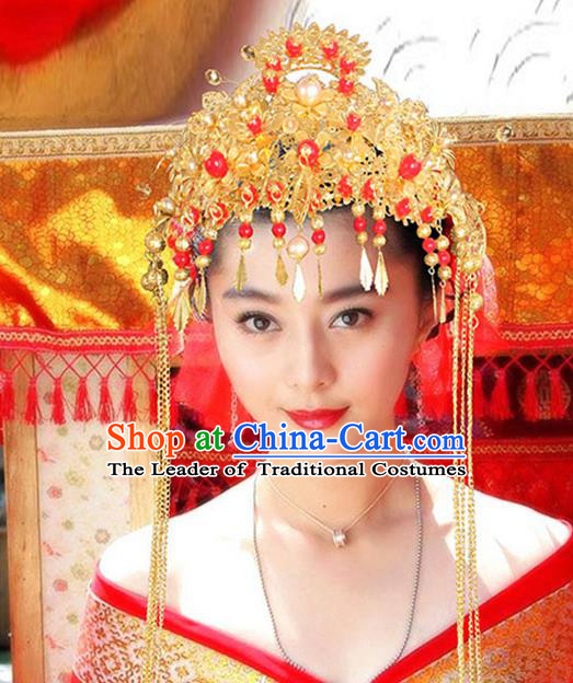 Traditional Handmade Chinese Ancient Classical Hair Accessories Xiuhe Suit Hairpin Phoenix Coronet, Hair Sticks Hair Jewellery Hair Fascinators for Women