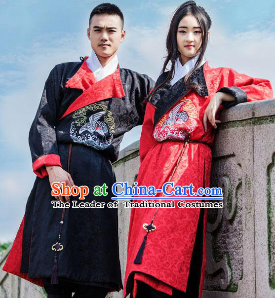 Traditional Chinese Ming Dynasty Blades Hanfu Costume, China Ancient Imperial Guards Embroidery Clothing for Men for Women