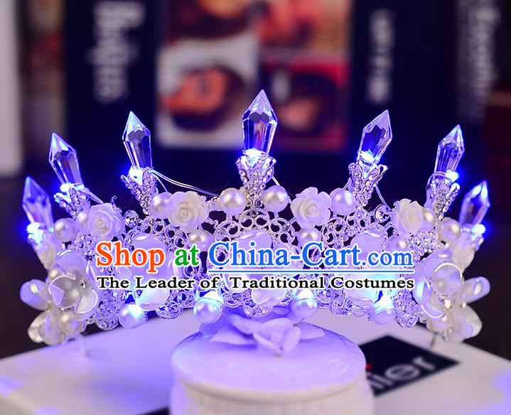 Top Grade Handmade Chinese Classical Hair Accessories Baroque Style Shine Crystal Queen Royal Crown, Hair Sticks Hair Jewellery Hair Clasp for Women