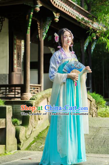 Traditional Chinese Tang Dynasty Imperial Consort Hanfu Costume, China Ancient Dress Palace Princess Embroidery Clothing for Women