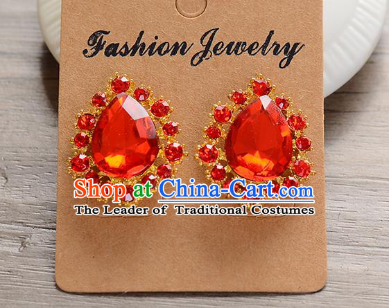 Top Grade Handmade Chinese Classical Jewelry Accessories Baroque Style Wedding Red Crystal Ear Stud Earrings Bride Eardrop for Women