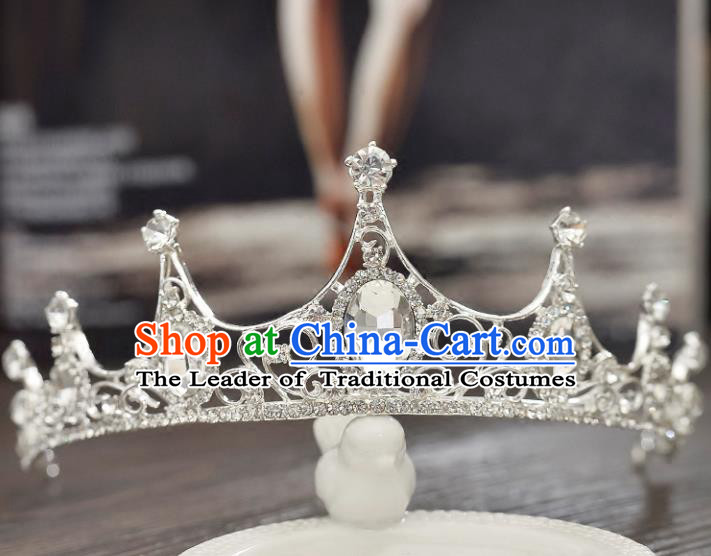 Top Grade Handmade Chinese Classical Hair Accessories Baroque Style CZ Diamond Wedding Princess Royal Crown, Bride Hair Jewellery Hair Clasp for Women
