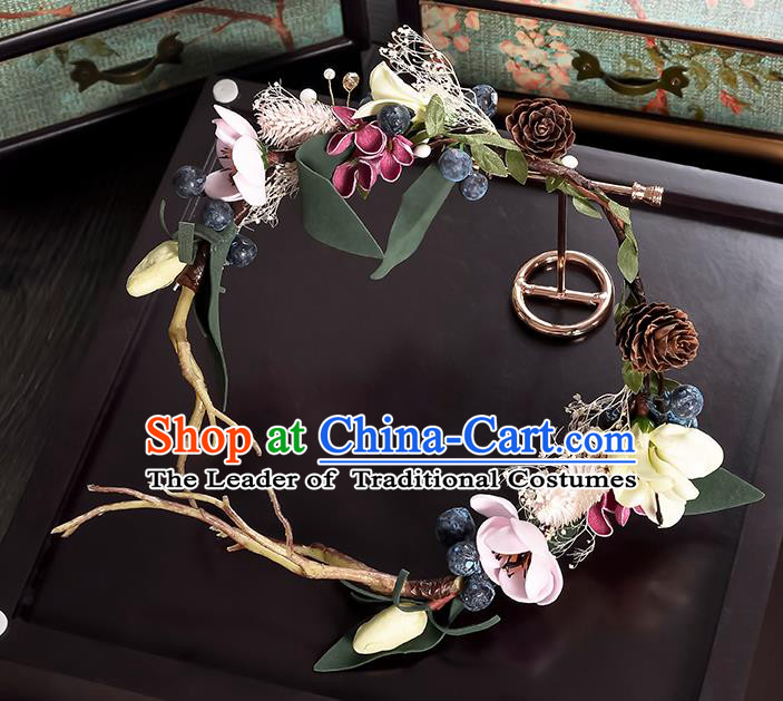 Top Grade Handmade Chinese Classical Hair Accessories Princess Wedding Flowers Hair Clasp Headband Bride Headwear for Women