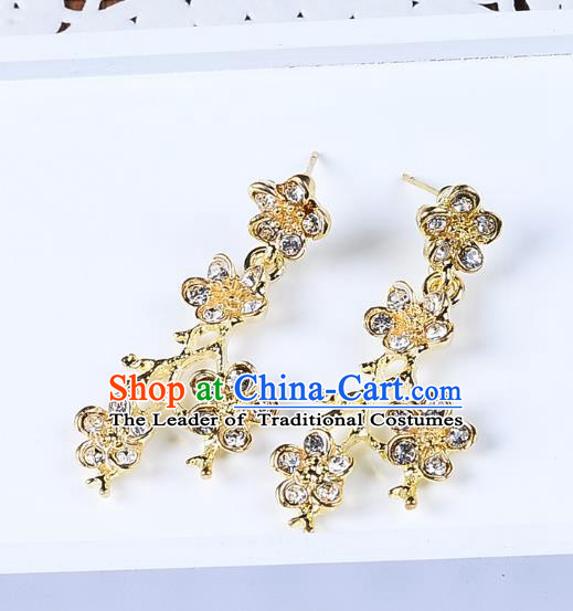 Top Grade Handmade Chinese Classical Jewelry Accessories Queen Wedding Golden Tassel Earrings Bride Eardrop for Women