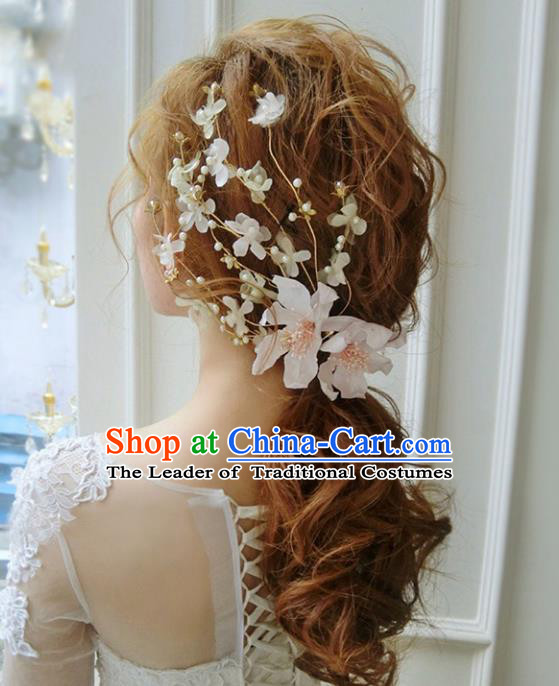 Top Grade Handmade Chinese Classical Hair Accessories Princess Wedding Pink Flowers Hair Stick Bride Headwear for Women