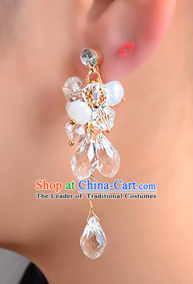 Top Grade Handmade Chinese Classical Jewelry Accessories Wedding Crystal Beads Tassel Earrings Bride Hanfu Eardrop for Women
