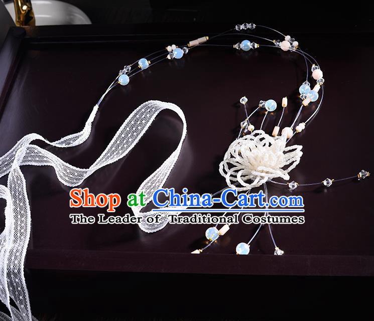 Top Grade Handmade Chinese Classical Hair Accessories Princess Wedding Baroque Beads Flowers Lace Headband Hair Clasp Bride Headband for Women