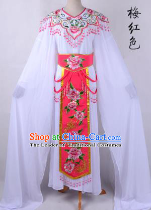 Traditional China Beijing Opera Young Lady Hua Tan Costume Cloud Shoulder Embroidered Clothing, Ancient Chinese Peking Opera Diva Embroidery Peach Pink Dress Clothing