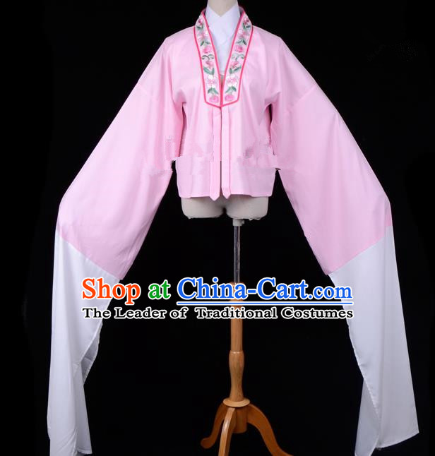 Traditional China Beijing Opera Young Lady Hua Tan Costume Princess Embroidered Pink Blouse, Ancient Chinese Peking Opera Diva Embroidery Water Sleeve Clothing