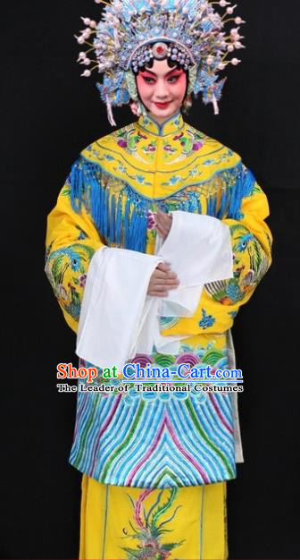 Traditional China Beijing Opera Young Lady Hua Tan Costume Imperial Empress Embroidered Robe, Ancient Chinese Peking Opera Female Diva Embroidery Phoenix Dress Clothing