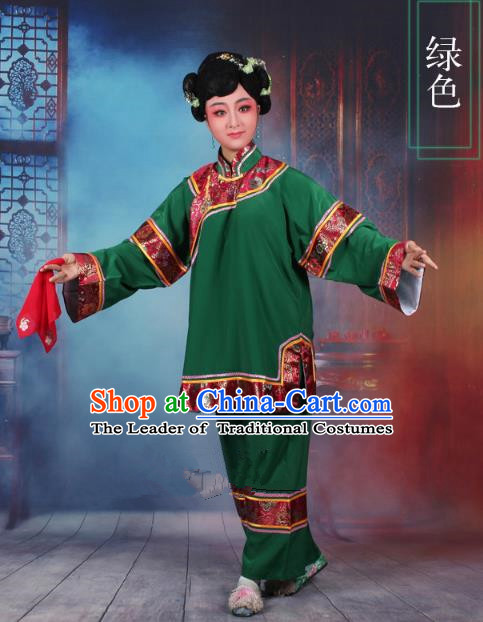 Traditional China Beijing Opera Old Women Costume Matchmaker Embroidered Green Clothing, Ancient Chinese Peking Opera Pantaloon Clothing