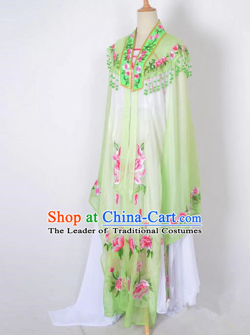 Traditional Chinese Professional Peking Opera Nobility Lady Water Sleeve Costume Embroidery Green Shawl, China Beijing Opera Shaoxing Opera Royal Princess Dress Clothing