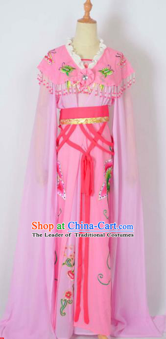 Traditional Chinese Professional Peking Opera Nobility Lady Costume Water Sleeve Pink Dress, China Beijing Opera Shaoxing Opera Embroidery Diva Hua Tan Dress Clothing