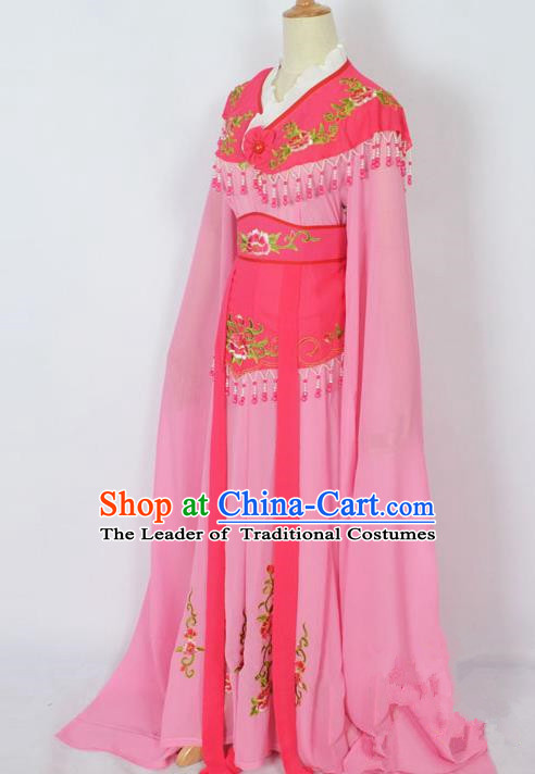 Traditional Chinese Professional Peking Opera Young Lady Costume Pink Embroidery Dress, China Beijing Opera Diva Hua Tan Embroidered Clothing