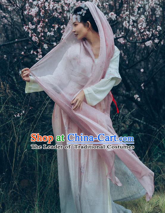 Traditional Ancient Chinese Young Lady Costume Embroidered Blouse and Skirt Complete Set, Elegant Hanfu Clothing Chinese Song Dynasty Imperial Princess Clothing for Women