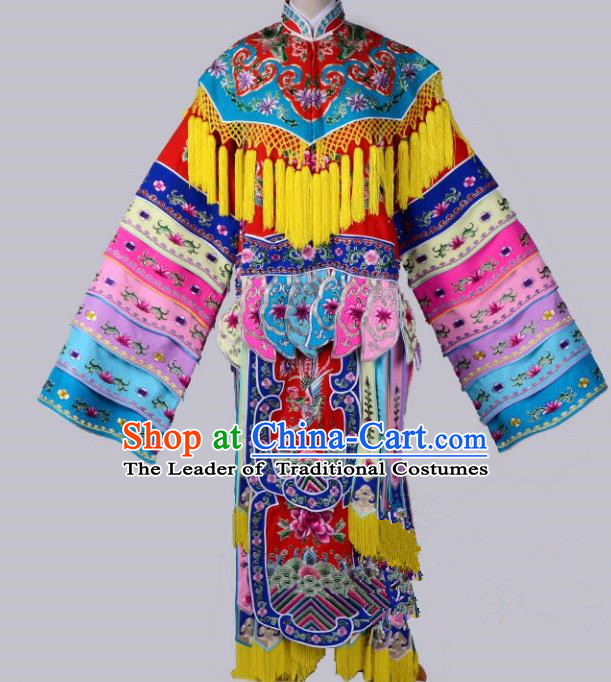 Top Grade Professional Beijing Opera Diva Costume Palace Lady Senior Concubine Embroidered Dress, Traditional Ancient Chinese Peking Opera Embroidery Clothing
