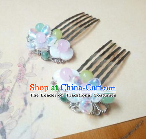 Traditional Chinese Ancient Classical Handmade Hair Accessories Palace Lady Hair Comb, Hanfu Hair Stick Hair Fascinators Hairpins for Women