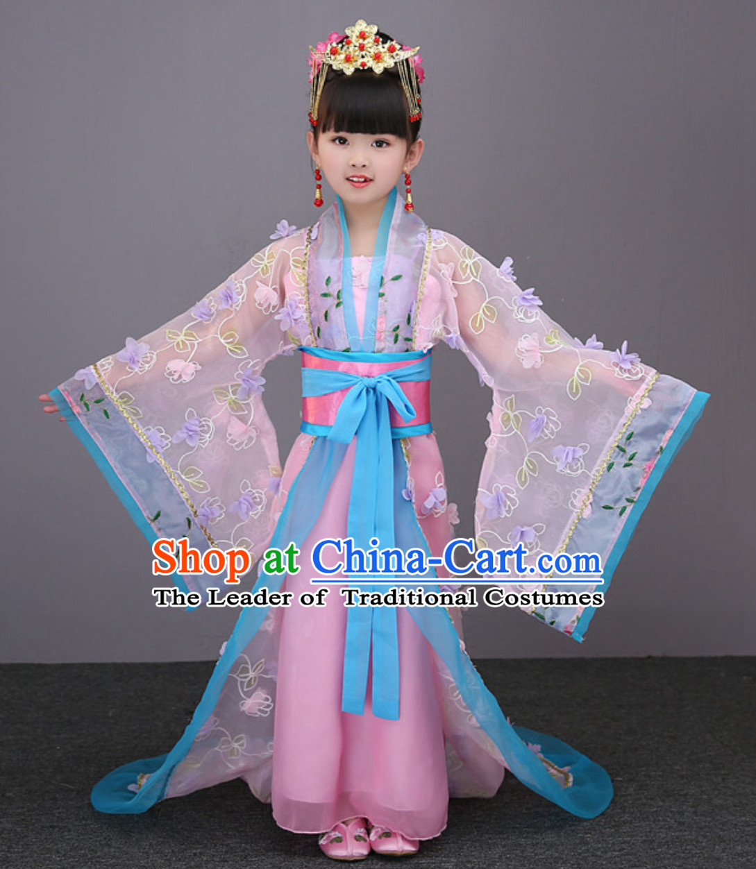 Pink Color Ancient Chinese Imperial Female Emperor Clothing and Hair Decorations Complete Set for Women