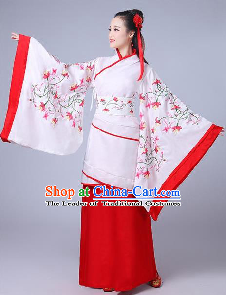 Traditional Chinese Han Dynasty Palace Lady Costume Embroidery Curve Bottom, Elegant Hanfu Clothing Chinese Ancient Princess Clothing for Women